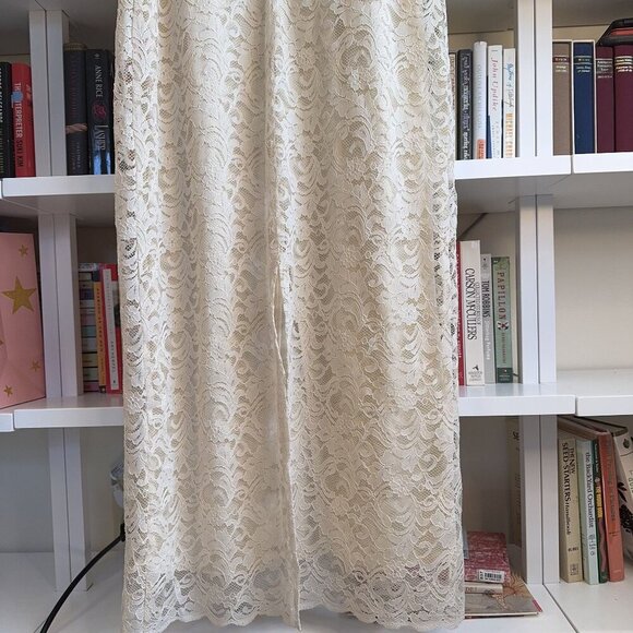 VTG Made in USA 12/Medium Jessica Howard Cream Lace Turtleneck Sleeveless Dress - Picture 10 of 12